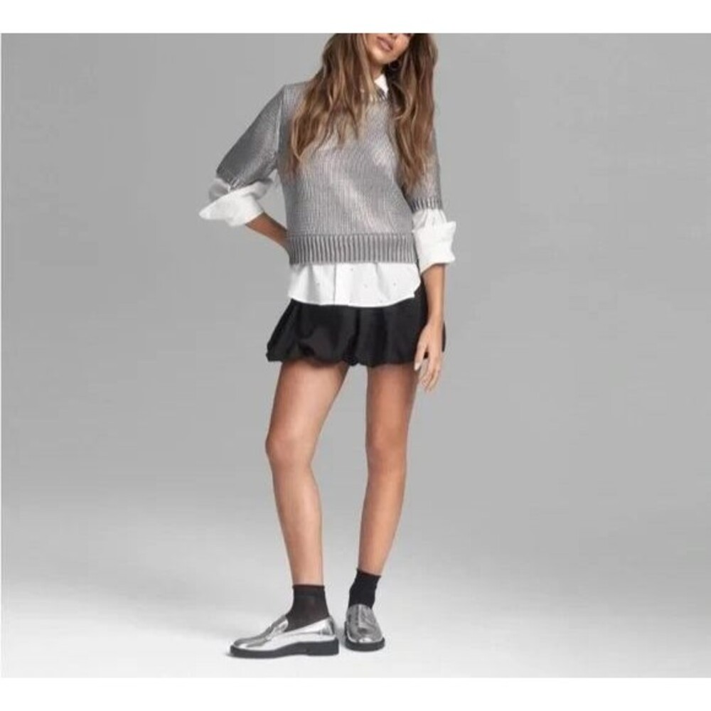 NWT Future Collective Bubble Mini Skirt Women's Large L Charcoal Gray New